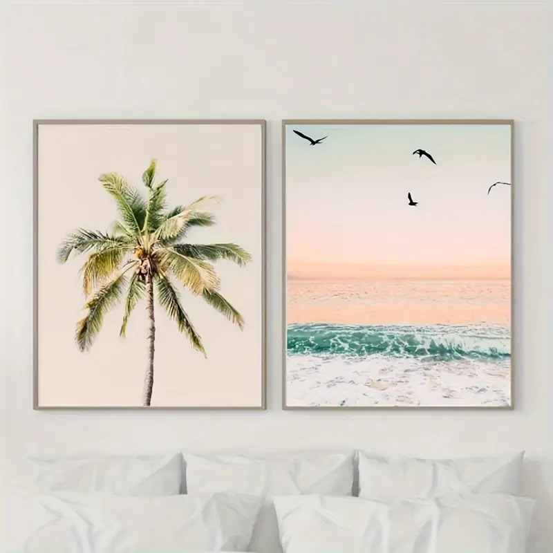Home Fragrance Ocean Breeze - Poster Seni Dinding Gelombang Laut Pohon
