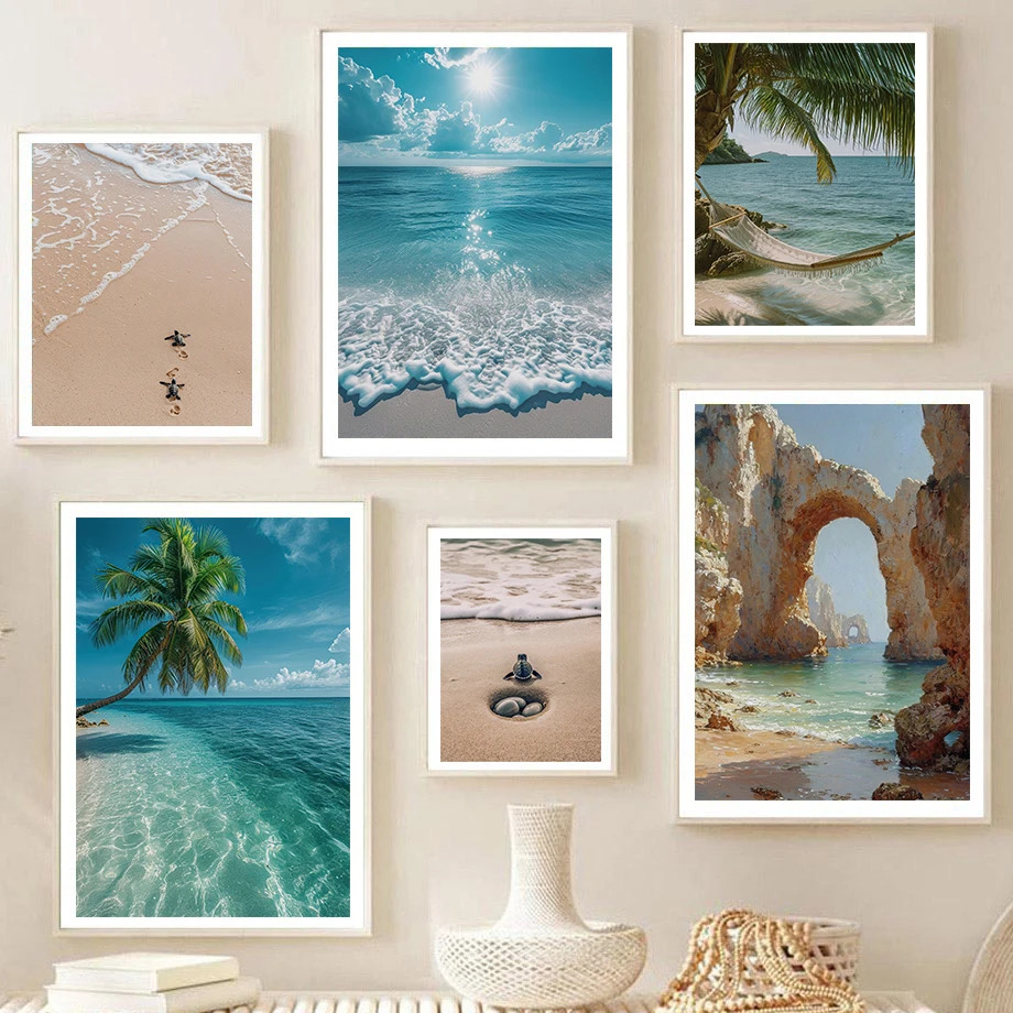 Home Fragrance Ocean Breeze - Poster Pemandangan Pantai Turtle Ocean Waves